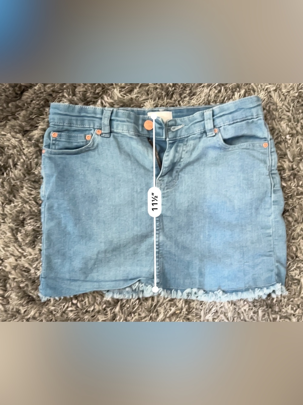 BCBGirls Light Blue Denim Mini Skirt with Frayed Hem